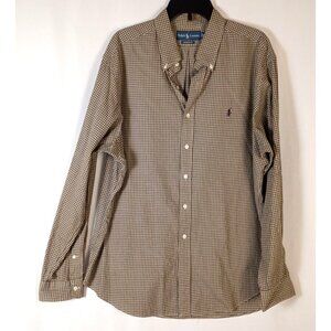 Ralph Lauren Classic Fit Olive Green Check Button Down Shirt Men XXL